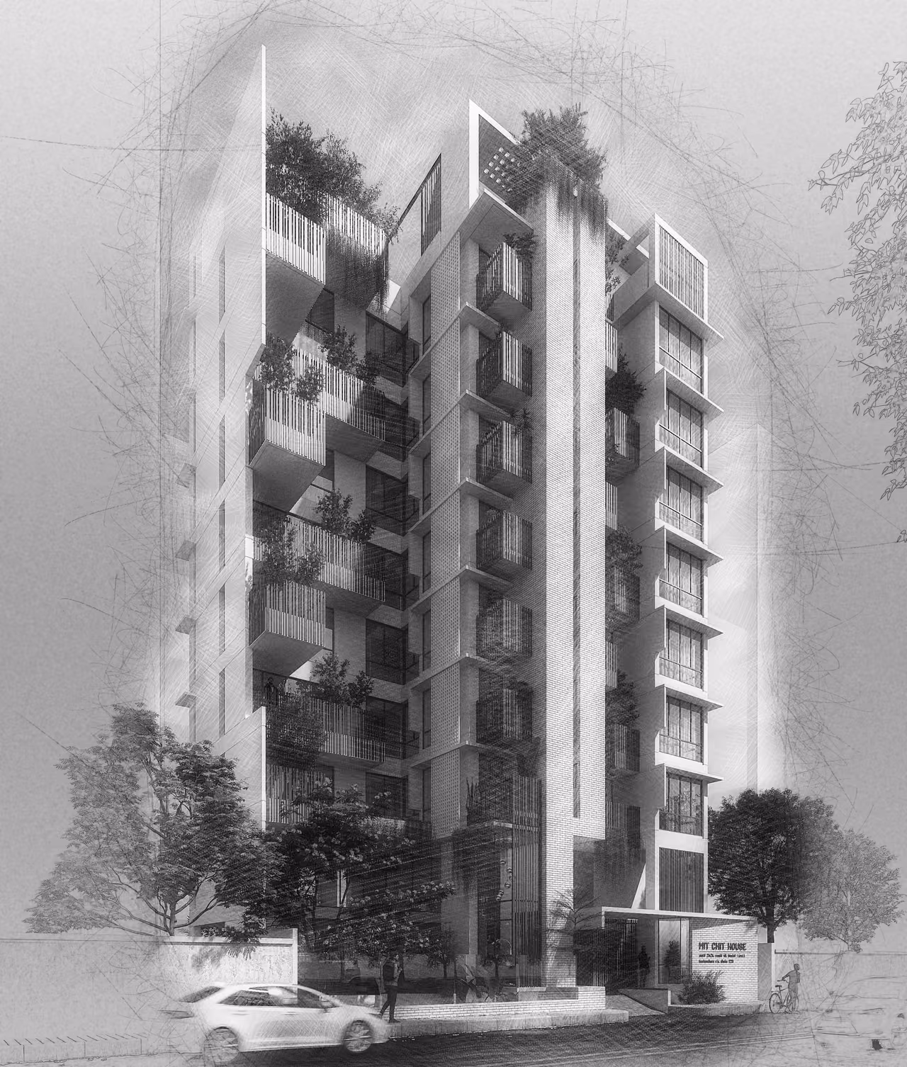 Mit Chit House, view 4 (sketch)